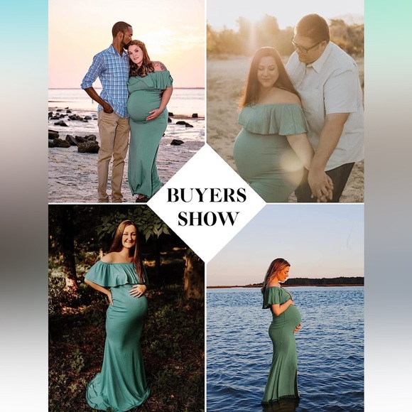 NWT GLAMPUNCH MATERNITY FITTED OFF THE SHOULDER FLOOR LENGTH DRESS SIZE XL - Picture 3 of 4